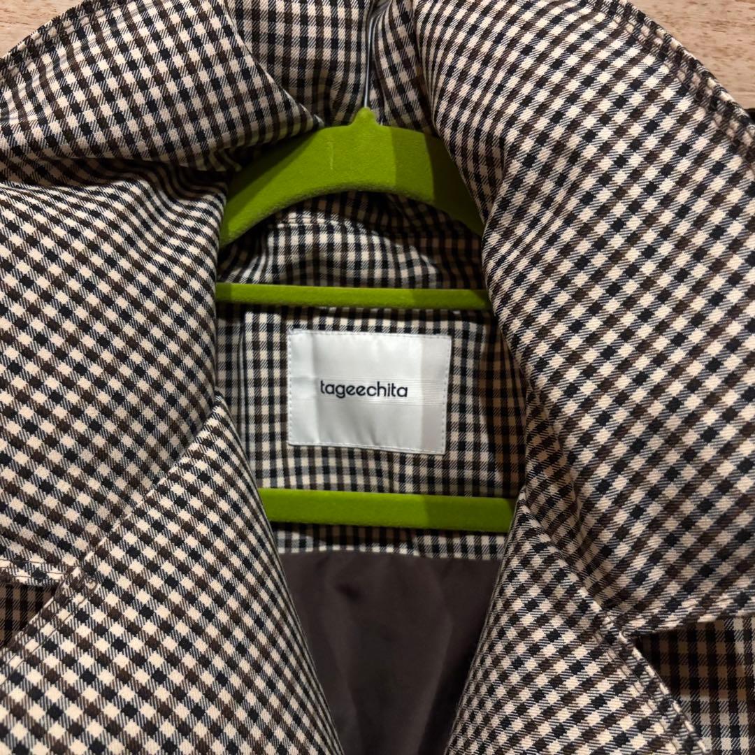 【試着のみ】tageechita クラシカルチェックダウンコート Mサイズ