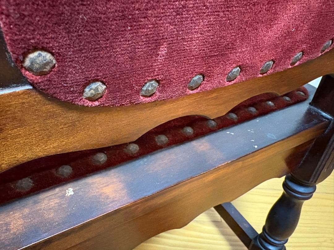 ヴィンテージ 鋲打ち　椅子　ベルベット張り　レトロ　チェア 2脚