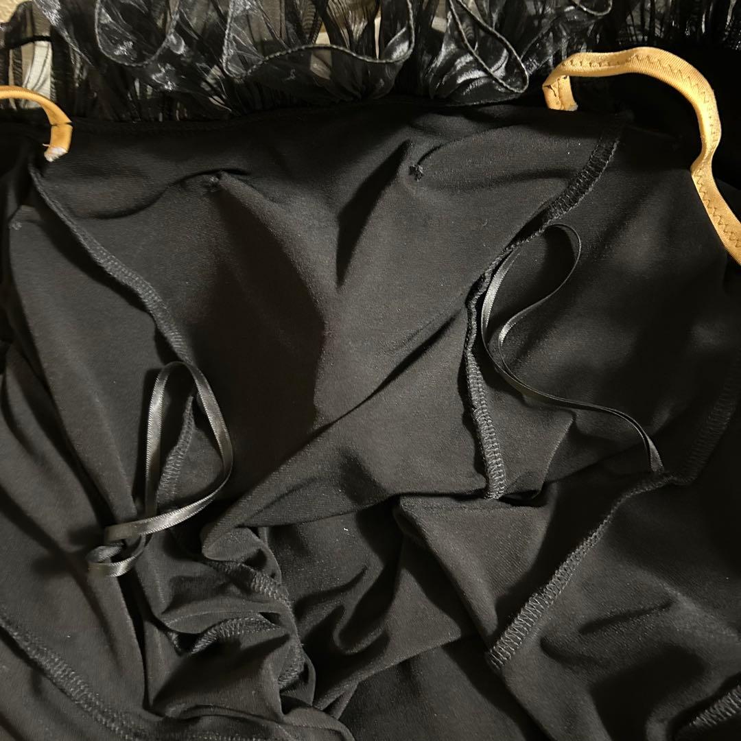 社交ダンス ワンピース ブラック×ホワイトオフショルダードレス