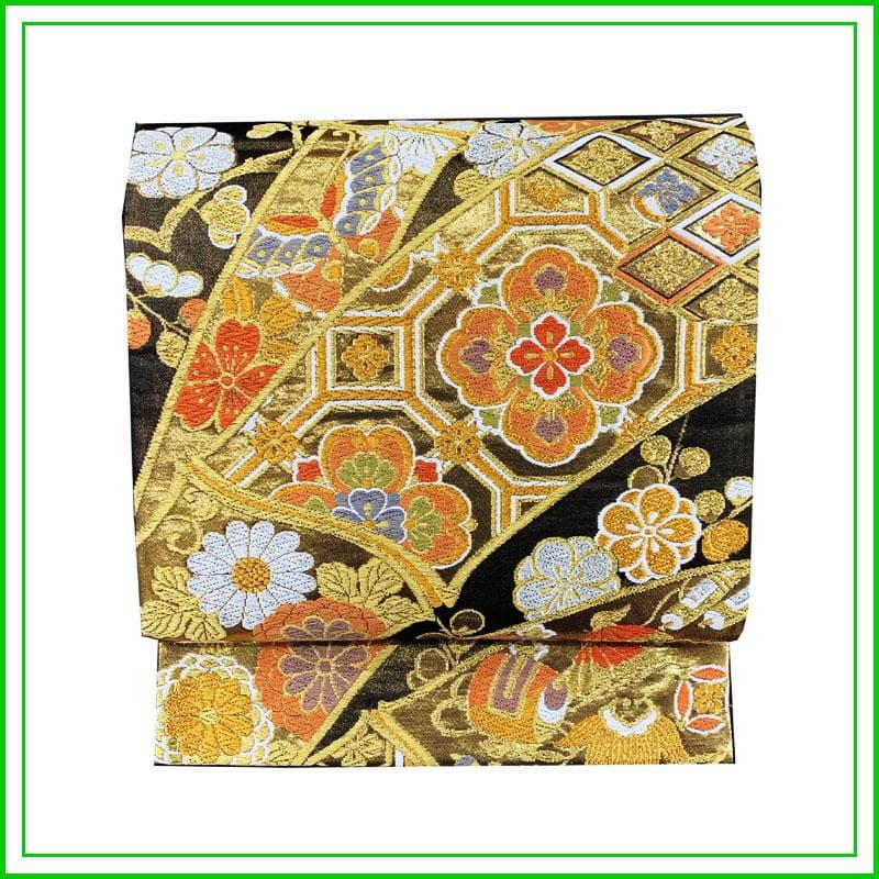 301y9◆古典柄 袋帯 正絹 宝尽くし梅竹花菱蝶々蜀江文◆美品 成人式