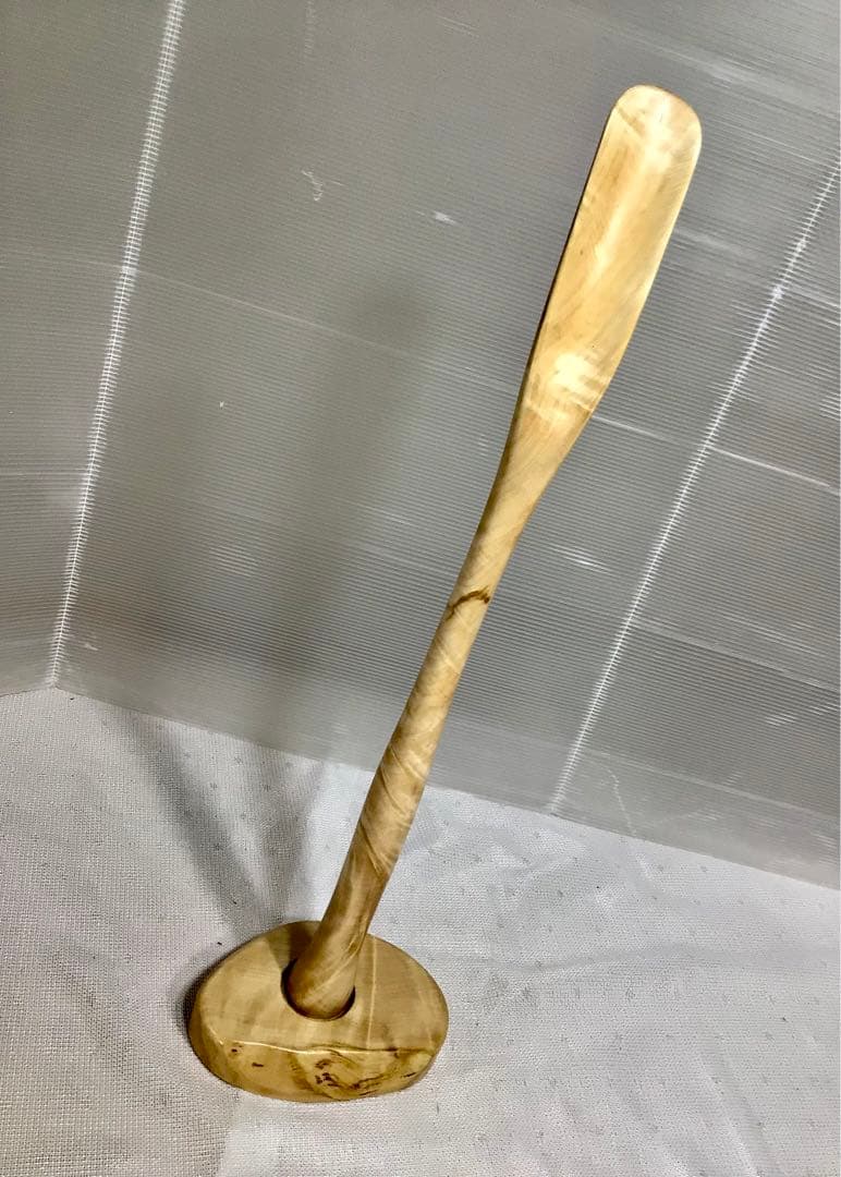 天然木　とち　マグネット式　靴べら/スタンドセット　一点物　手造り