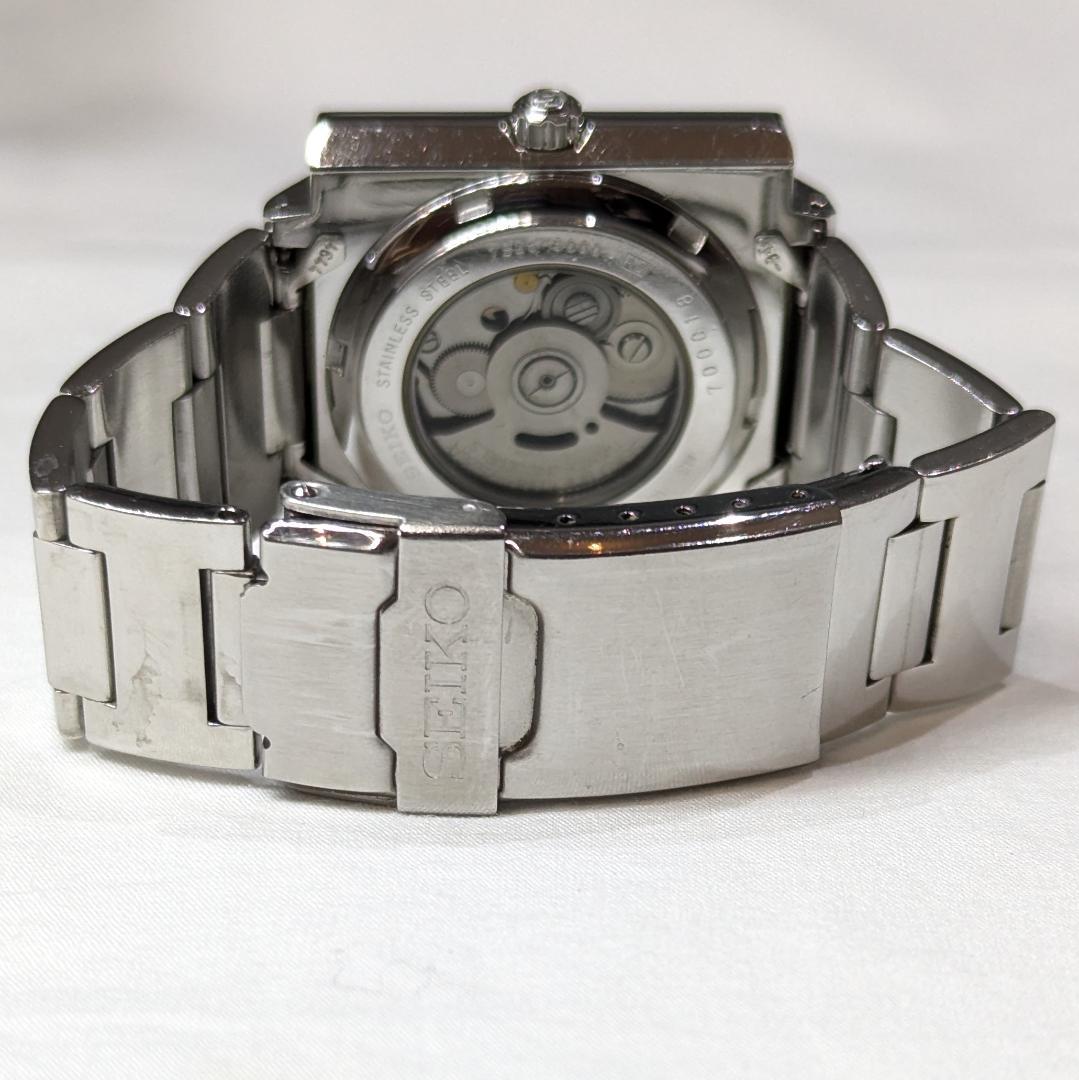 セイコー S-WAVE 自動巻き スクエアケース・稼働品・緑文字盤・デイデイト