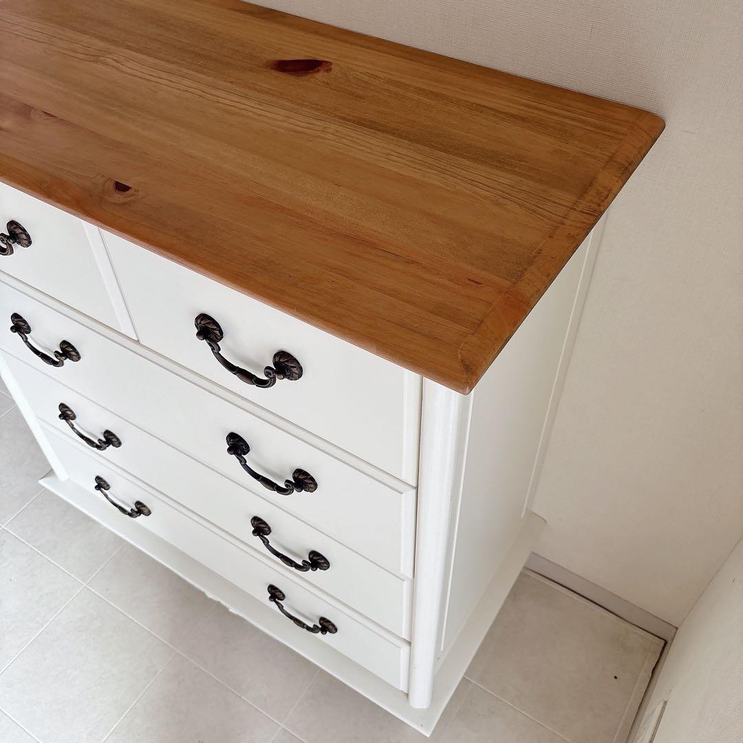 美品　フレンチカントリー　チェスト　シャビーシック　白家具　カントリー　猫脚　棚