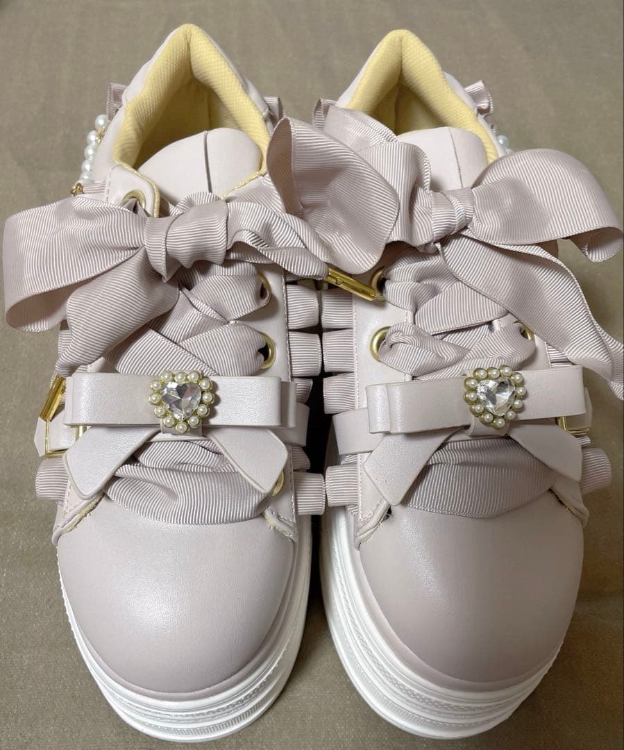 新品 LIZ LISAリボン付き厚底スニーカー ライトピンク L
