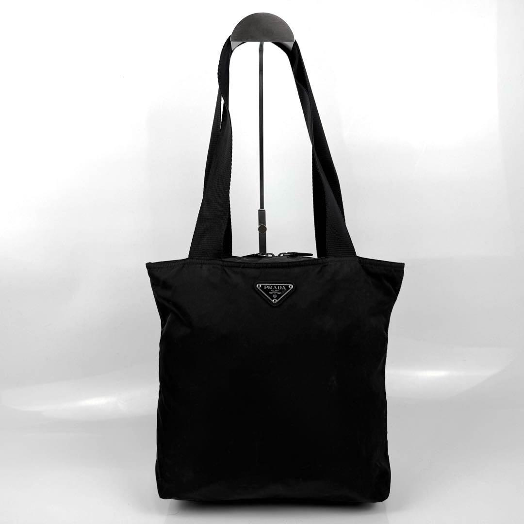 PRADA プラダ 三角ロゴ トートバッグ 肩掛けカバン ナイロン 黒 白タグ