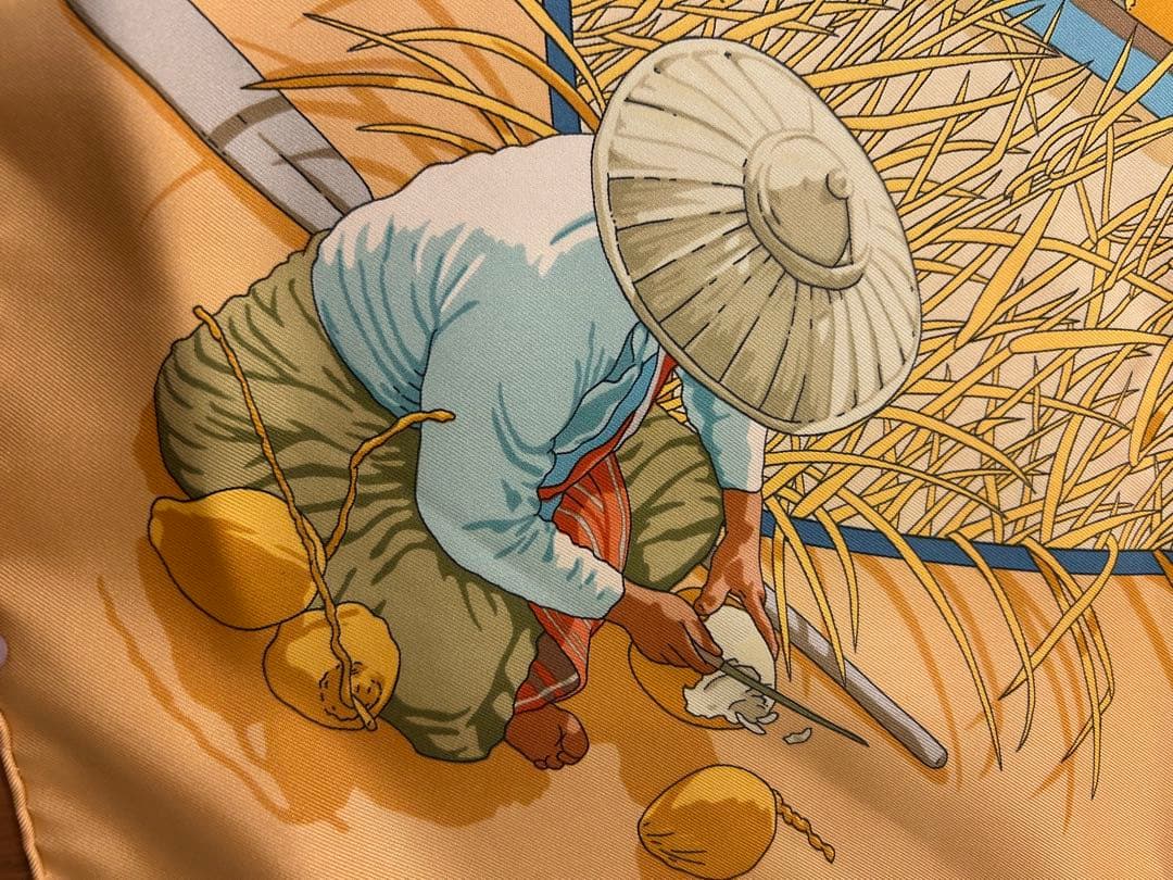 エルメス　スカーフカレ90 マルシェ・フロタン・デュ・ラック・インレ