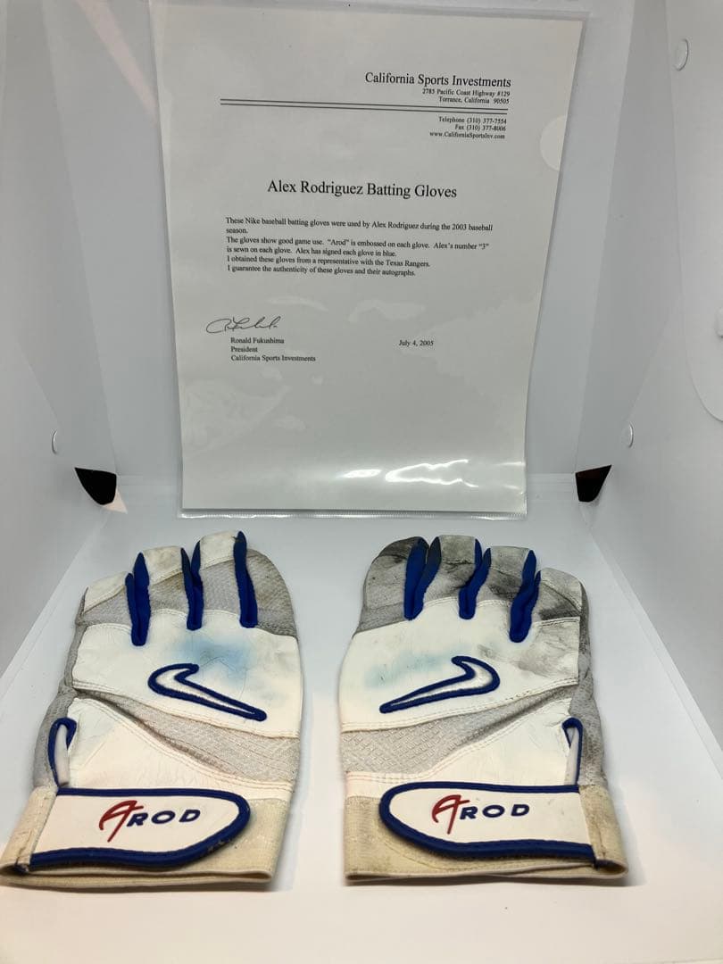 アレックス・ロドリゲス　2003年MLB公式戦 実使用バッティンググローブ