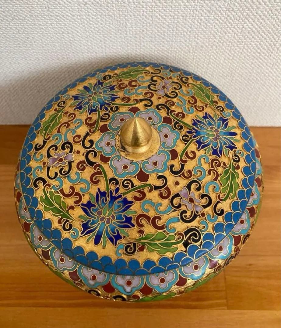七宝焼　香合　唐草　小物入れ　トレー