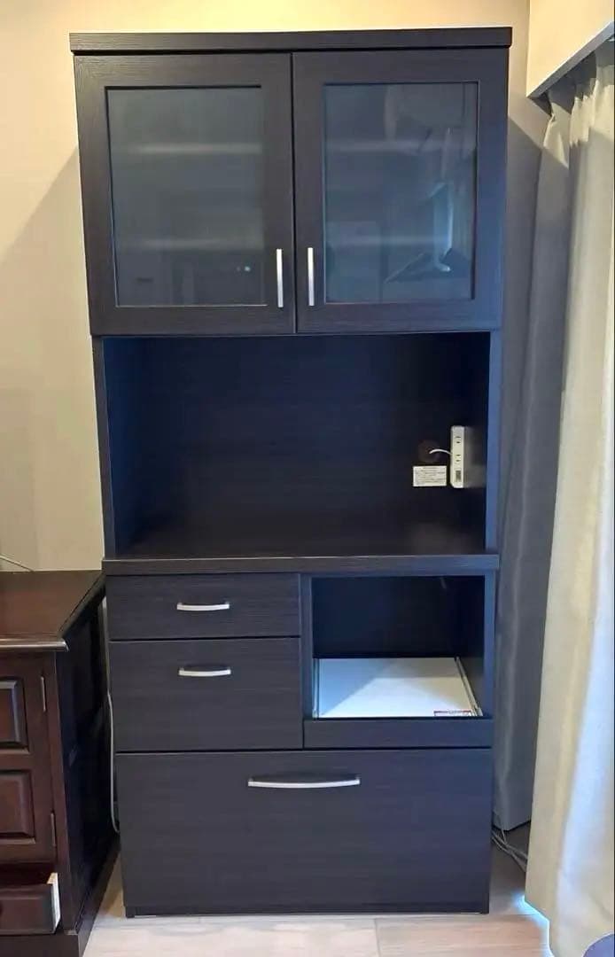 Nitori ニトリ ダークブラウン 食器棚 可動棚付き 美品