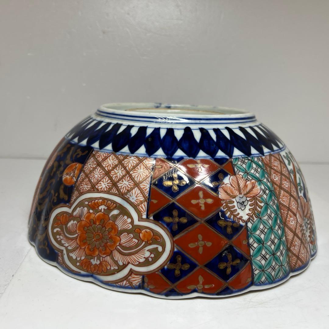 専用　古伊万里　染錦　菊割大鉢　幅約30.7㎝　タサオ　東さ8-0119①