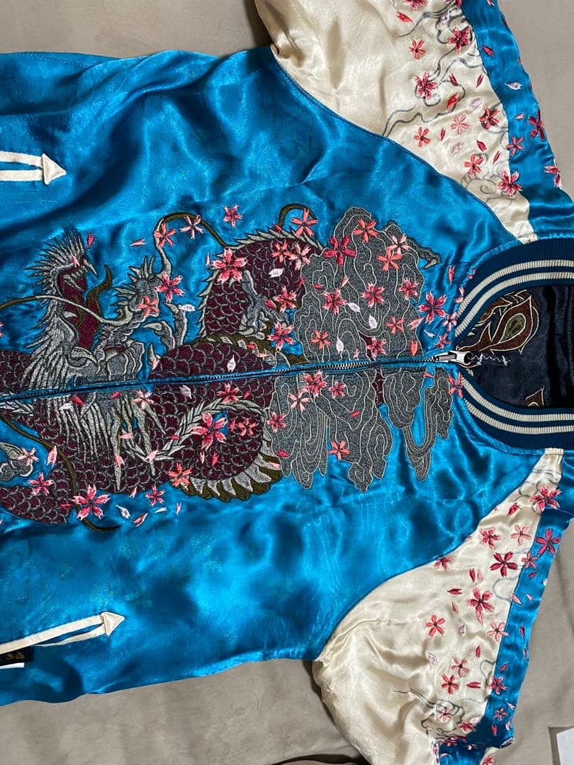 雅結 美品 ２面用 日本限定 龍ワシ スカジャン レーヨン unisex