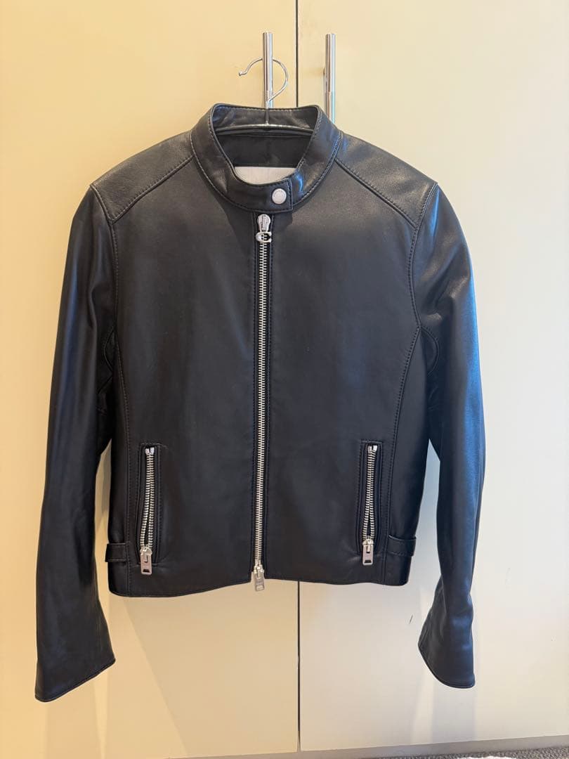 COACH ブラックレザーライダースジャケット S レディース