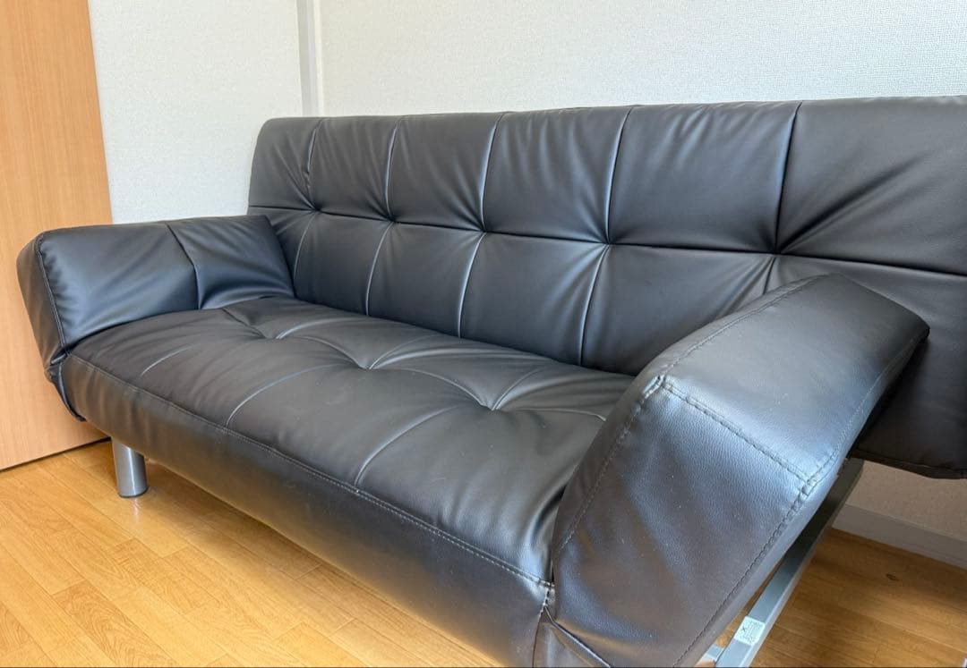 ニトリ ソファベッド Nシールド マークスAM BK 合皮