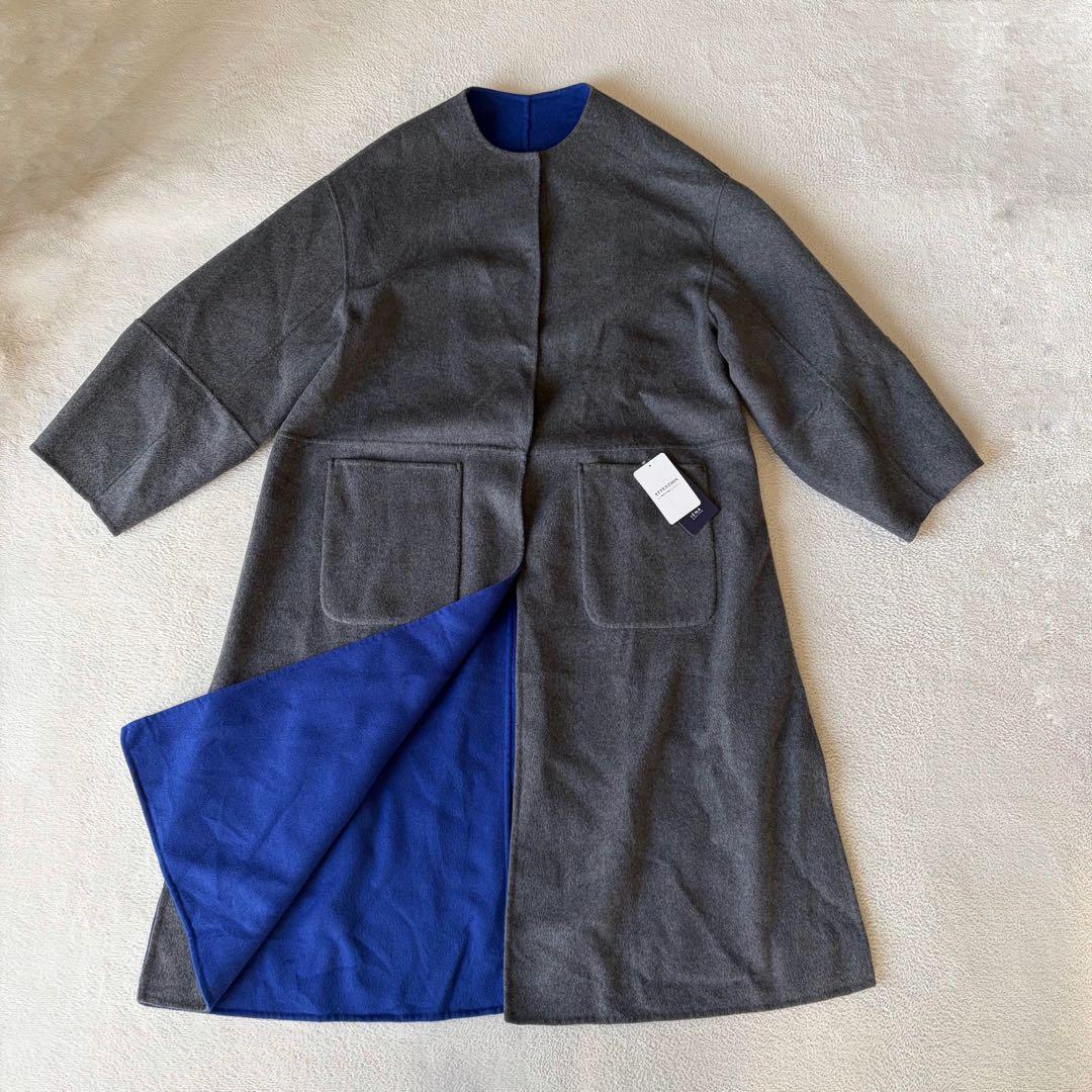 Simplicite S120ブレンドリバーシブルコート 毛混 グレー 未使用