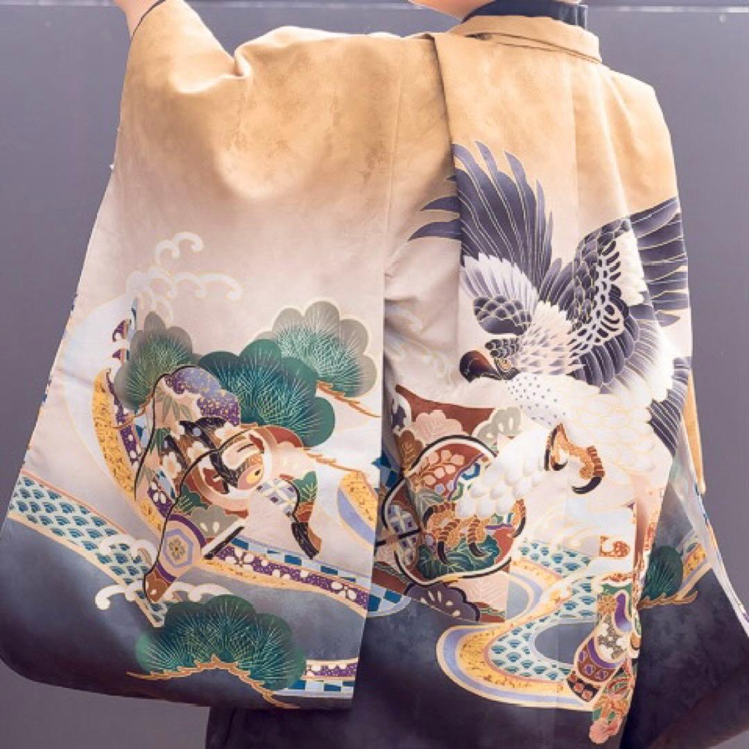 七五三　五歳　男の子　着物　袴　フルセット 肩上げ済み