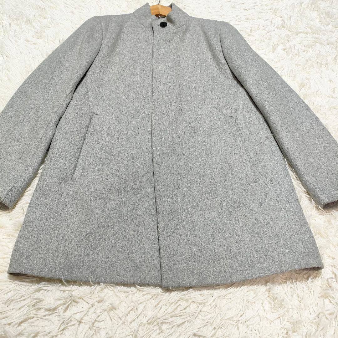【カシミヤ】Theory　セオリー　コート　スタンドカラー　ライトグレー　メンズ