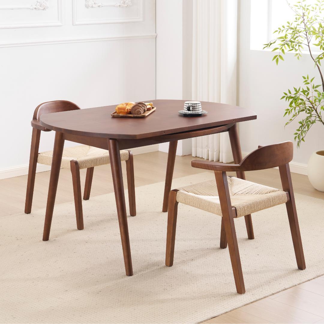 【3点セット】ダイニングテーブル1×チェア2　北欧 オーク製 多機能テーブル
