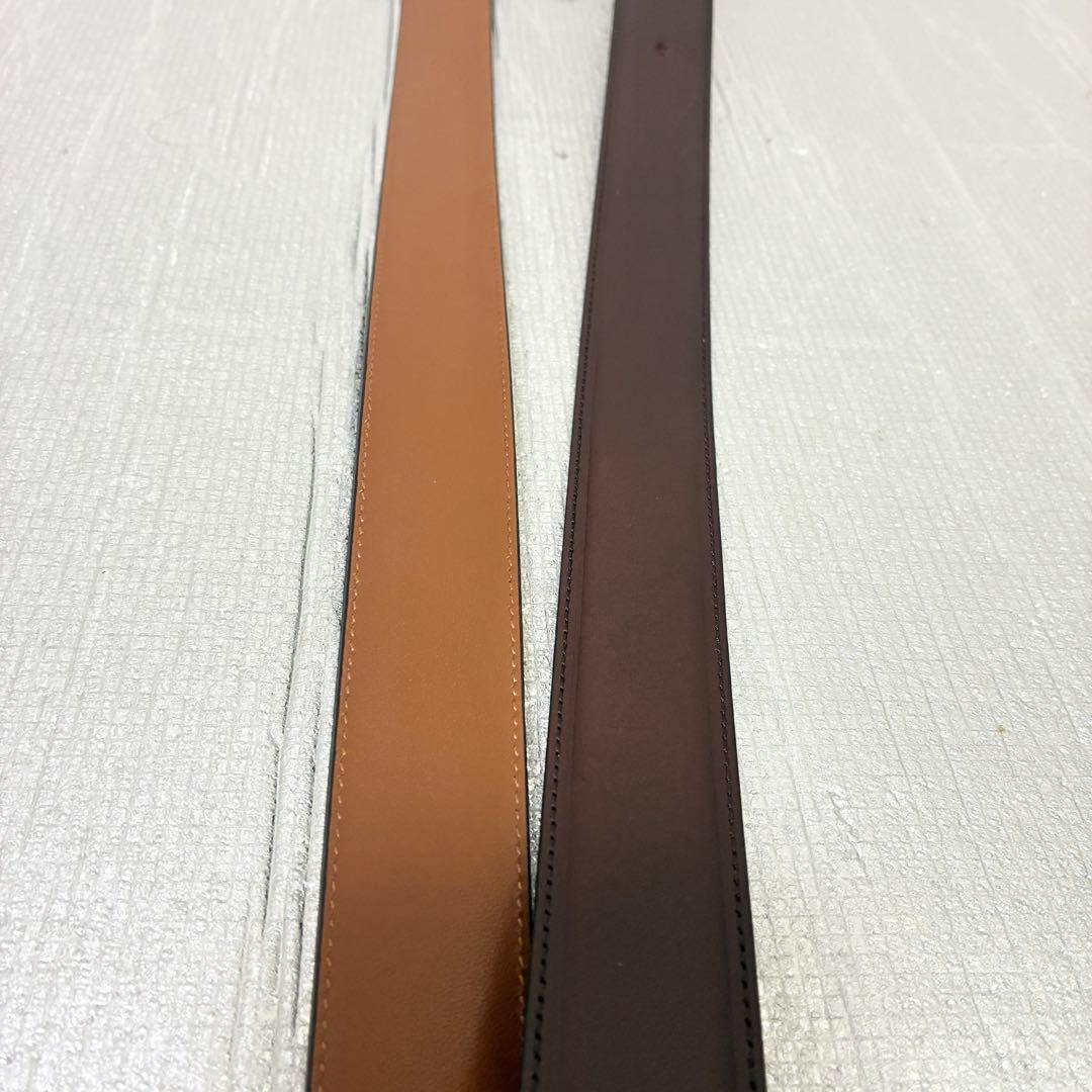 極美品　BURBERRY レザーベルト　ダークブラウン×シルバー金具　牛革