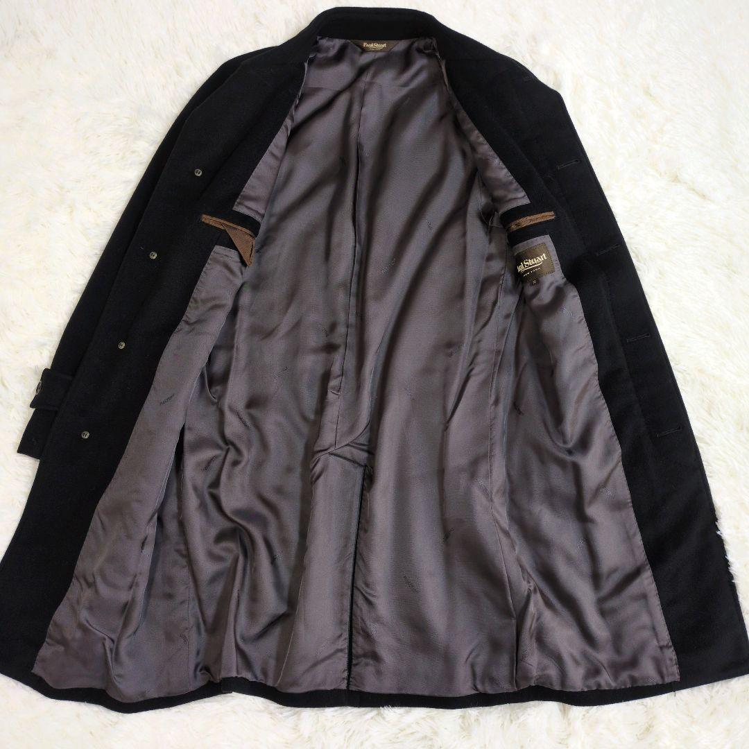 高級　ポールスチュアート　カシミヤ　100%　ステンカラーコート　ブラック　黒