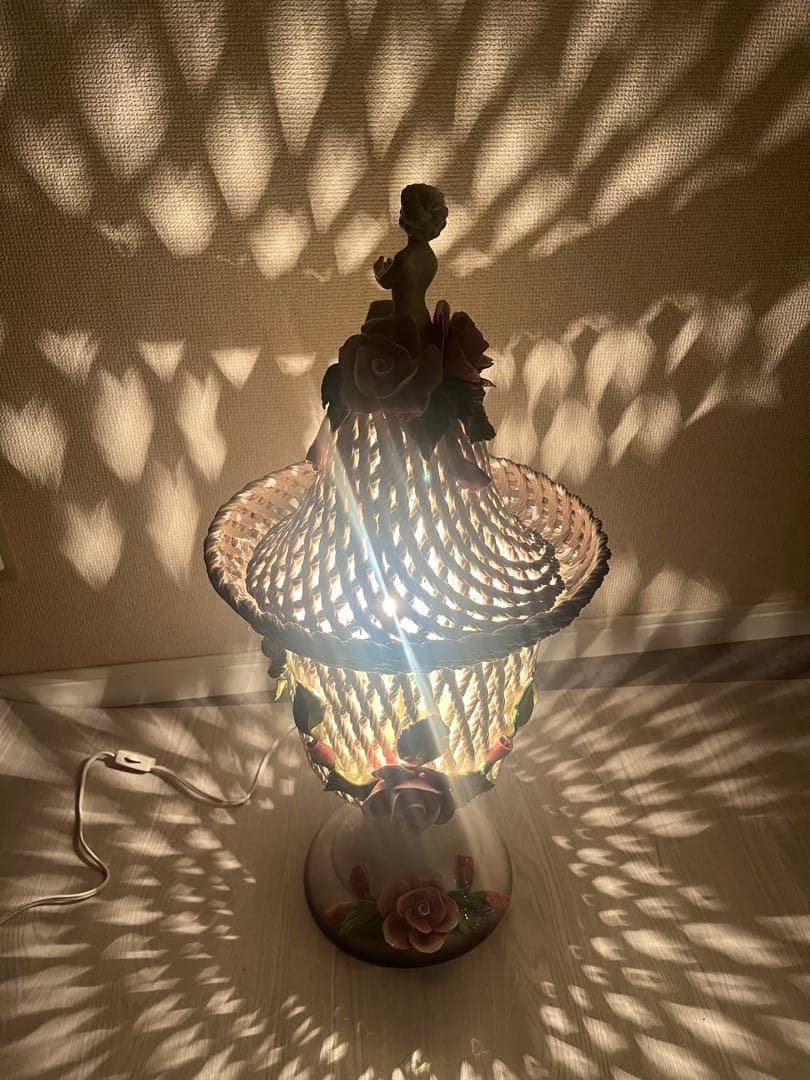 【希少】　アールヌーヴォー アンティークランプ　陶器 エンジェル 天使