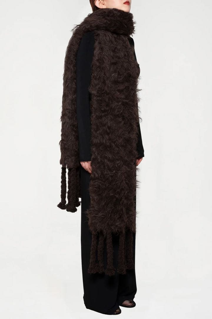 美品　determ; マフラー　リサイクルヤーンシャギーニットスカーフ　カカオ