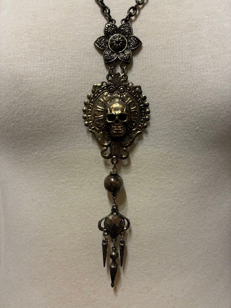 ★1点物★ジャンポールゴルチエ★フラワースカルカルマアンティークネックレス