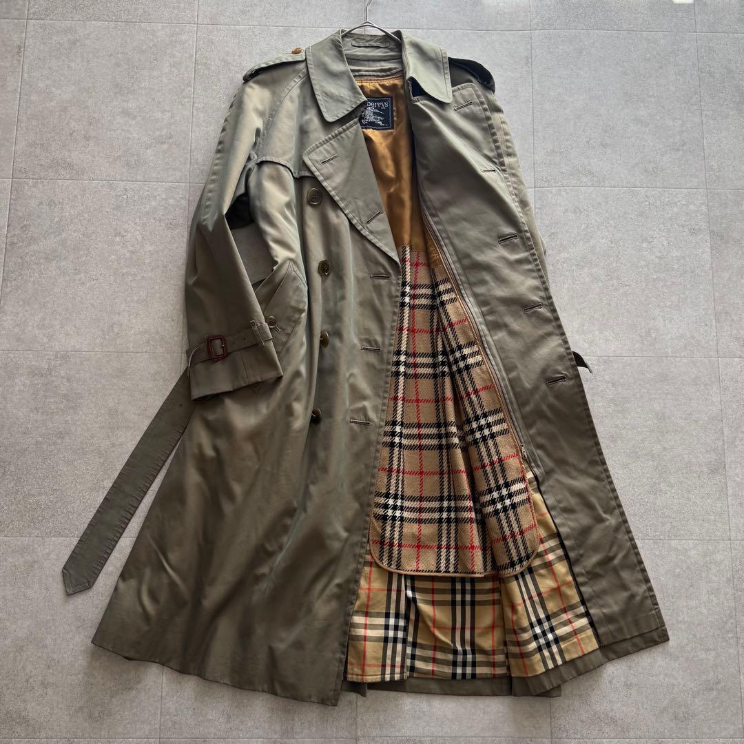 バーバリーズ　トレンチコート　ノバチェック　玉虫色　カーキ　ダブル　ベルト