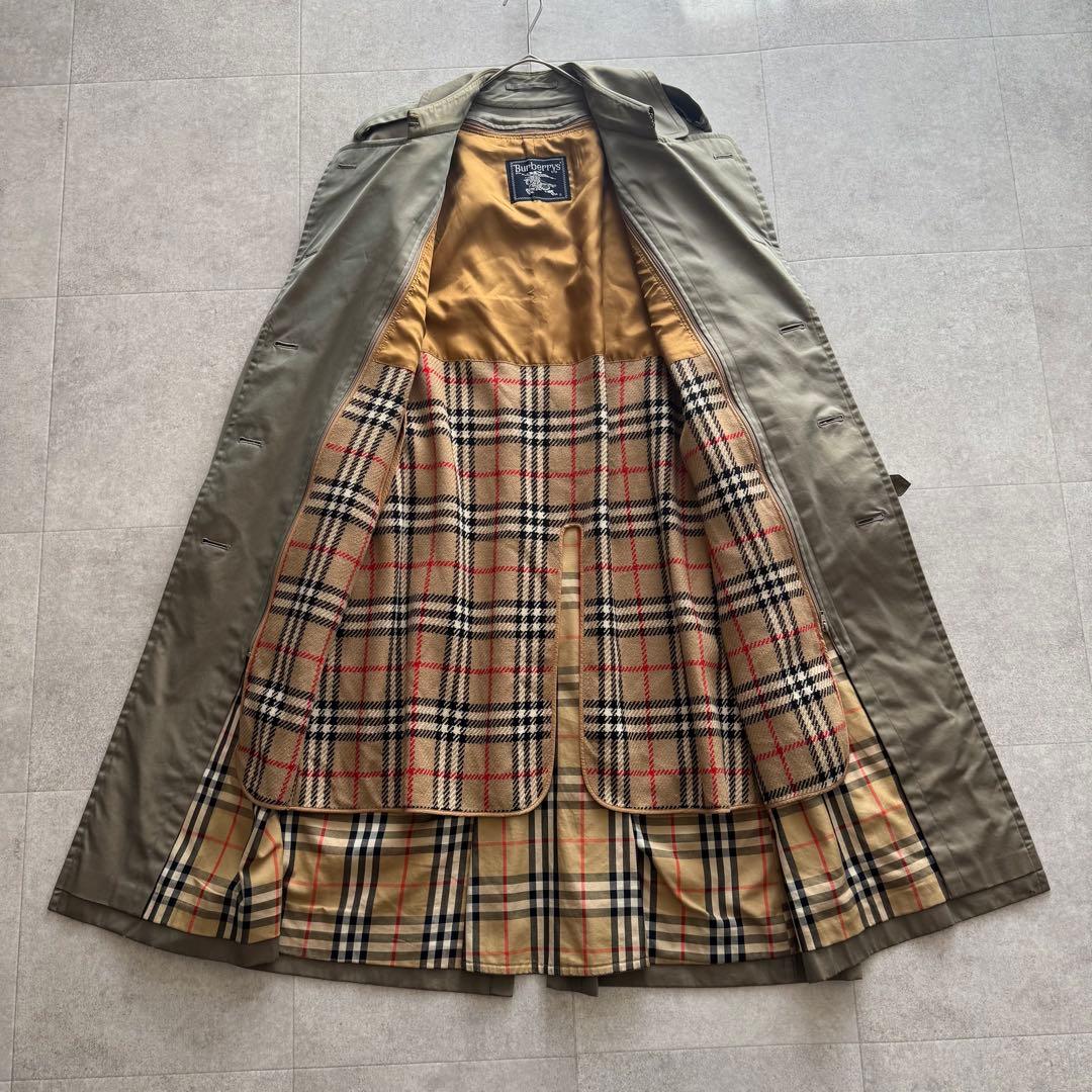 バーバリーズ　トレンチコート　ノバチェック　玉虫色　カーキ　ダブル　ベルト