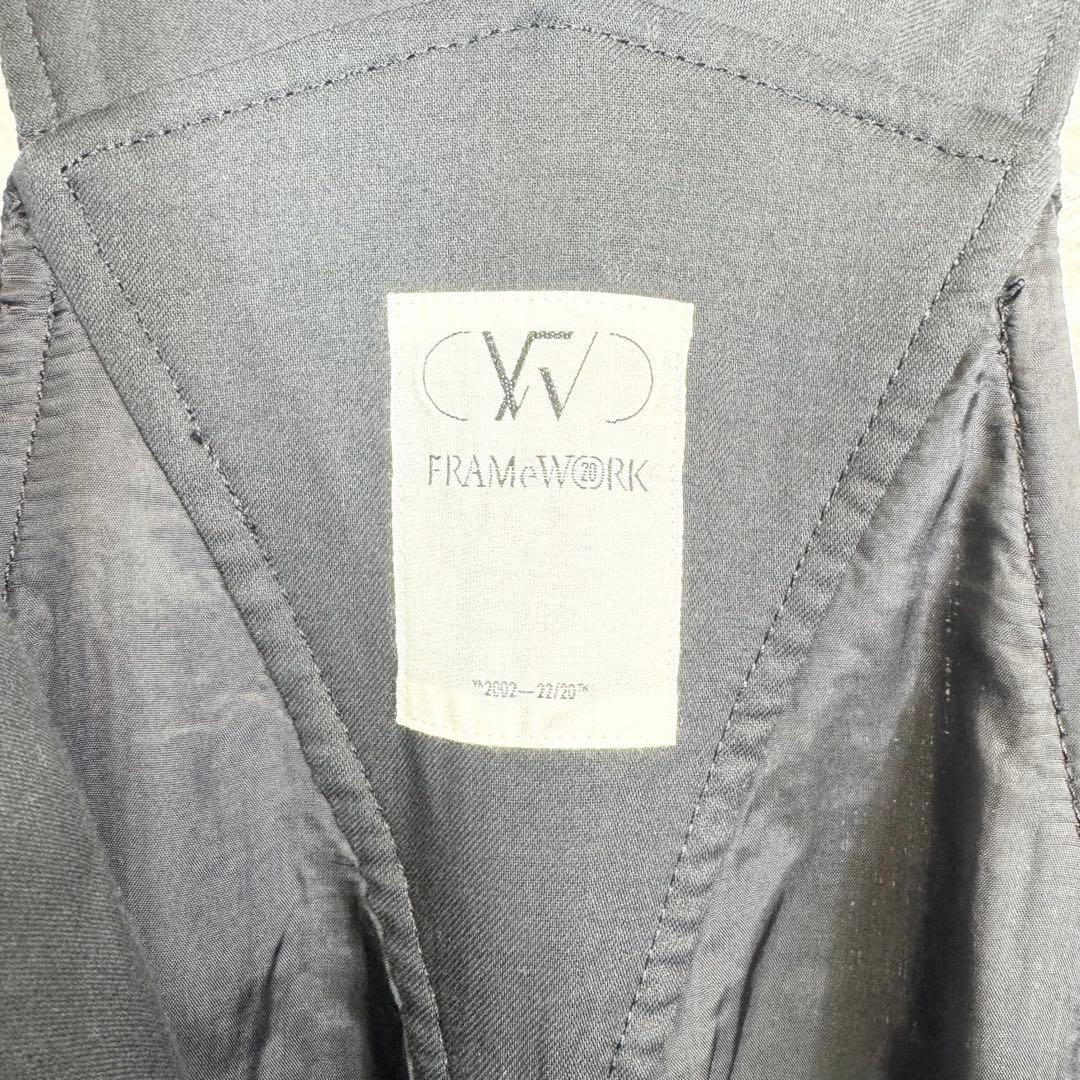 【美品】フレームワーク 20th ツイード オーバーオール ブラック 38 M