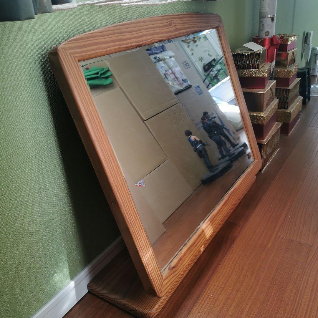 ドレッサー　鏡　ミラー　化粧台　卓上鏡　反射鏡　天然木　ナチュラル　無垢
