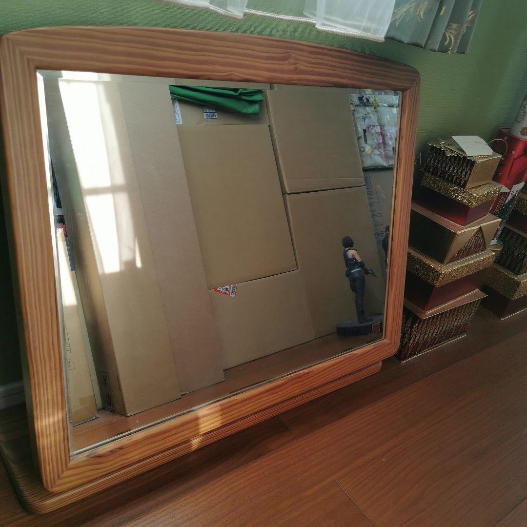 ドレッサー　鏡　ミラー　化粧台　卓上鏡　反射鏡　天然木　ナチュラル　無垢