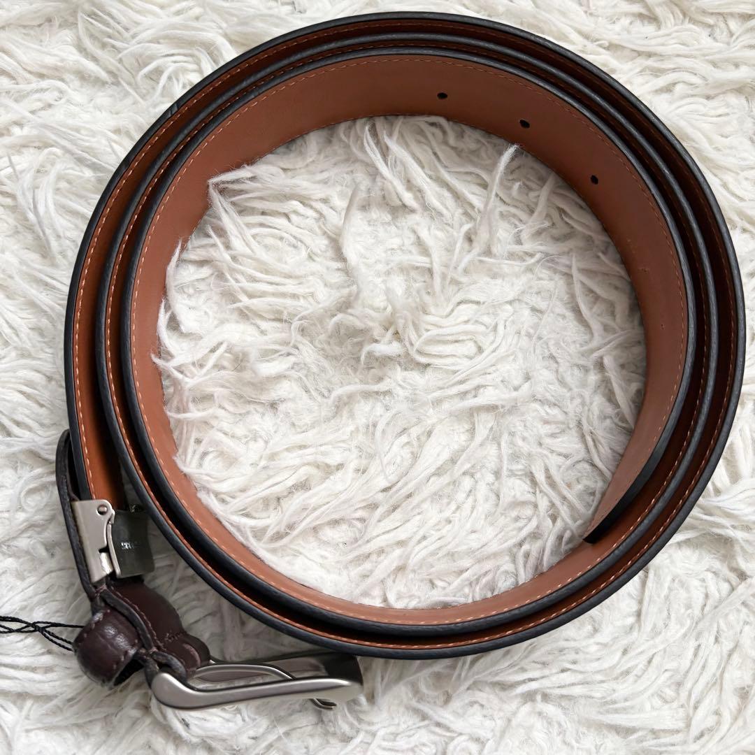 未使用　バーバリー 本革レザーベルト　ブラウン　シルバーバックル　メンズ