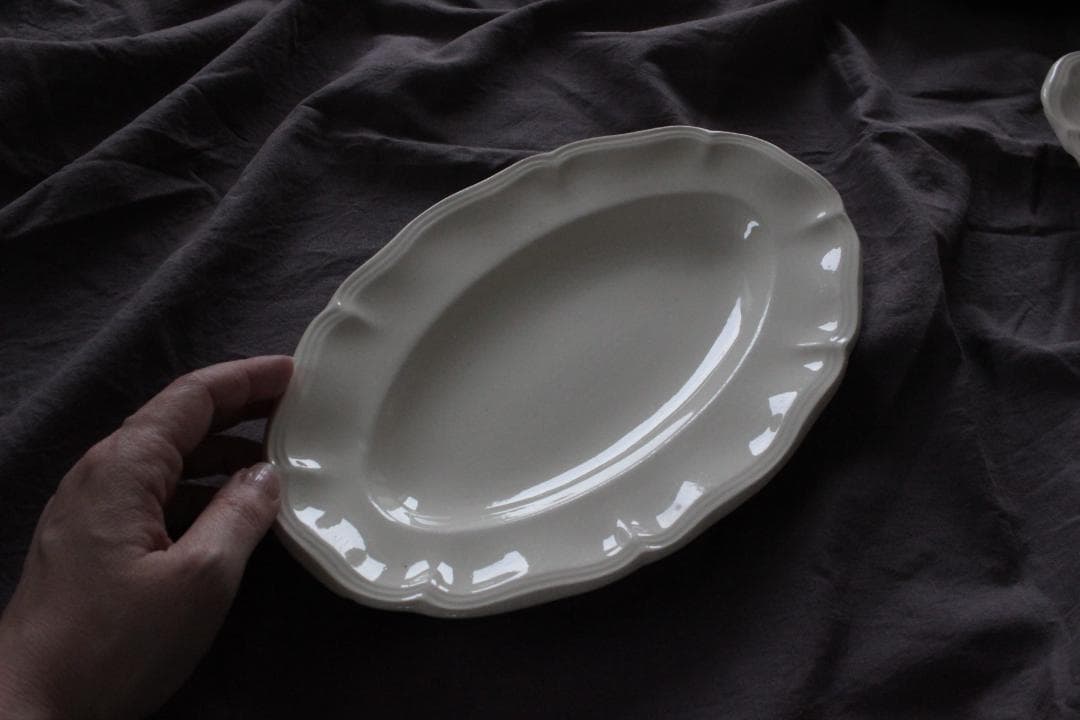 【B】サルグミンヌ・ 花リムラヴィエプレート/フランスアンティーク