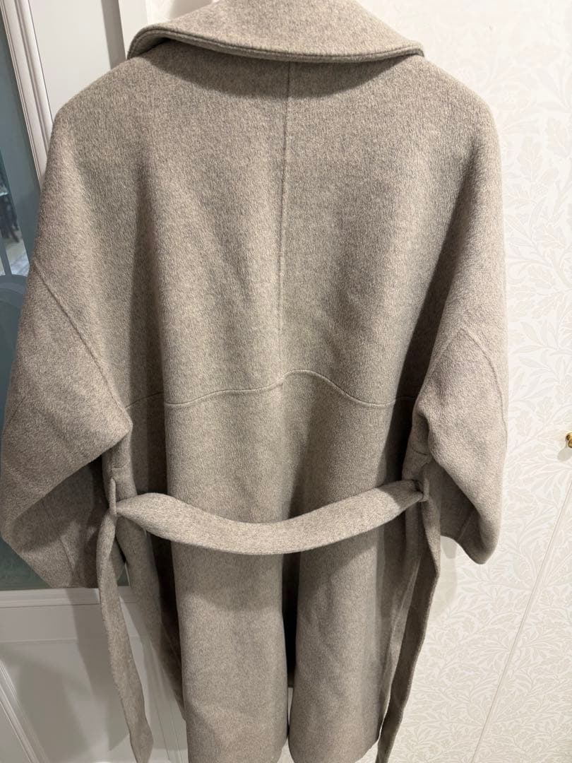 Kaure グレー ロングコート ウエストベルト付き