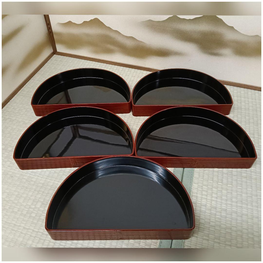 AK94 春慶 半月弁当 五客 木箱入 へき目半月 懐石 会席 松花堂弁当