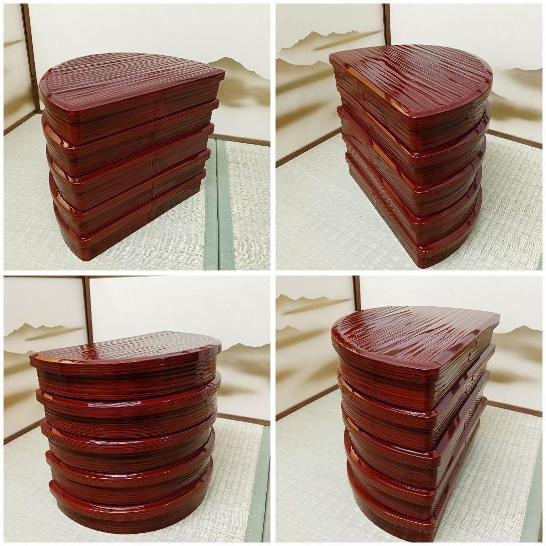 AK94 春慶 半月弁当 五客 木箱入 へき目半月 懐石 会席 松花堂弁当