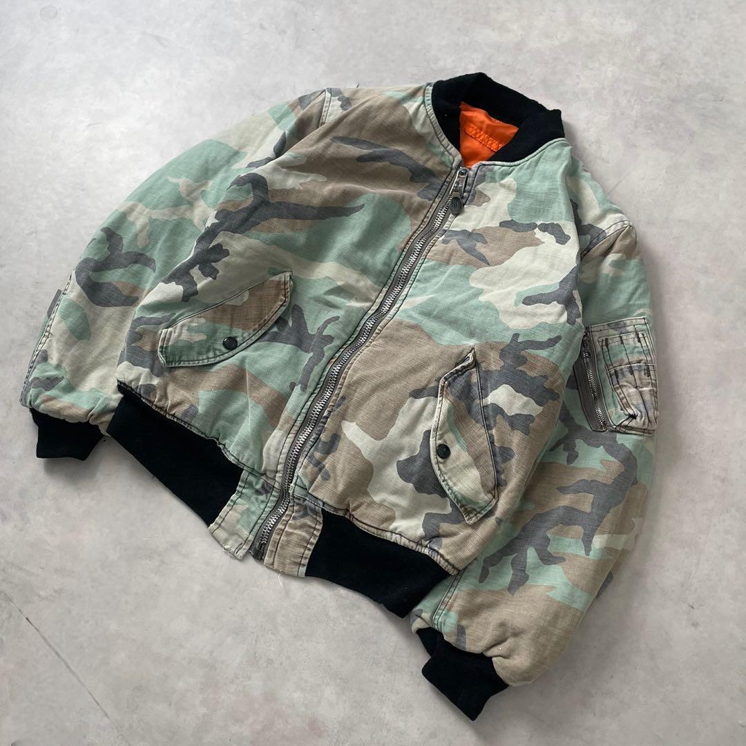 80s 鬼フェード　Ma-1 カモ柄　迷彩