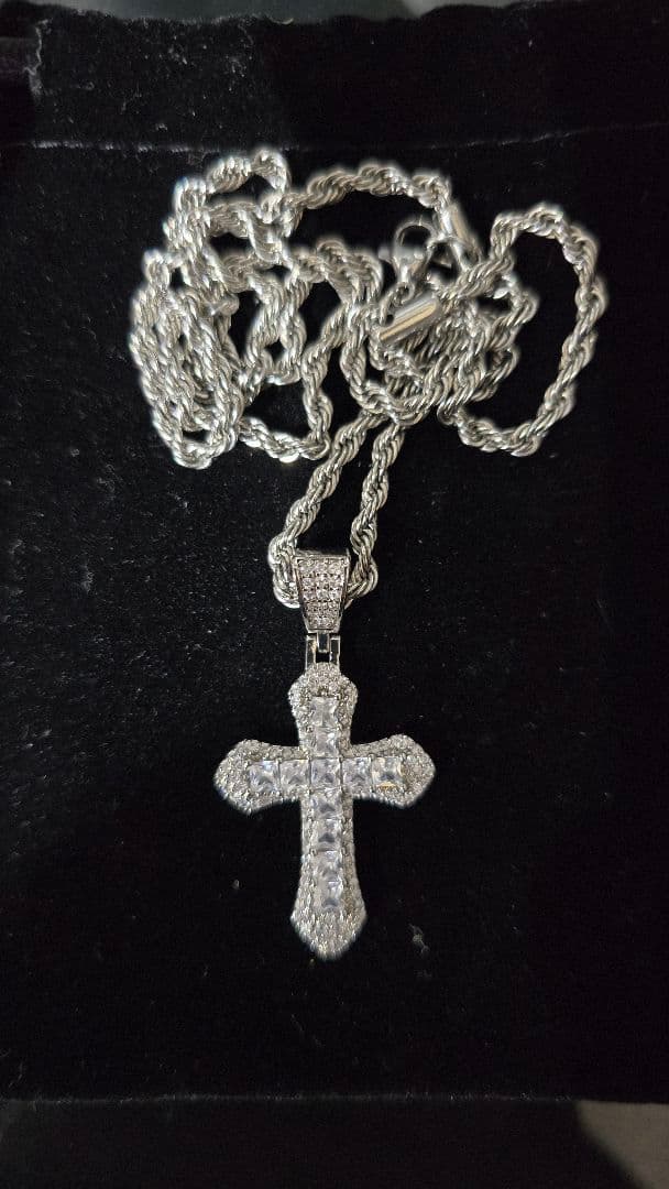 3.3ctモアサナイト×S925 クロストップネックレス