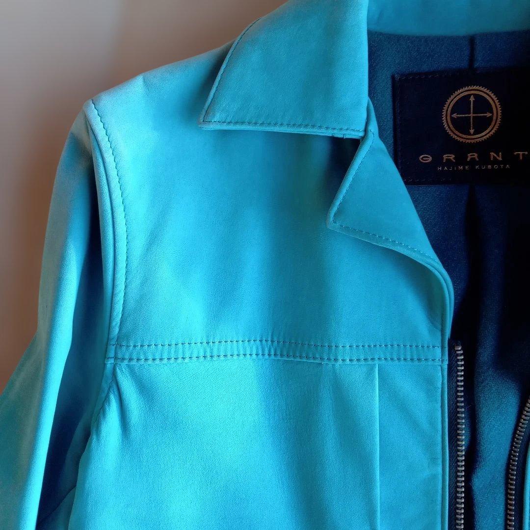 GRANT ライトブルー レザージャケット　馬革高級ヌバック　国産品