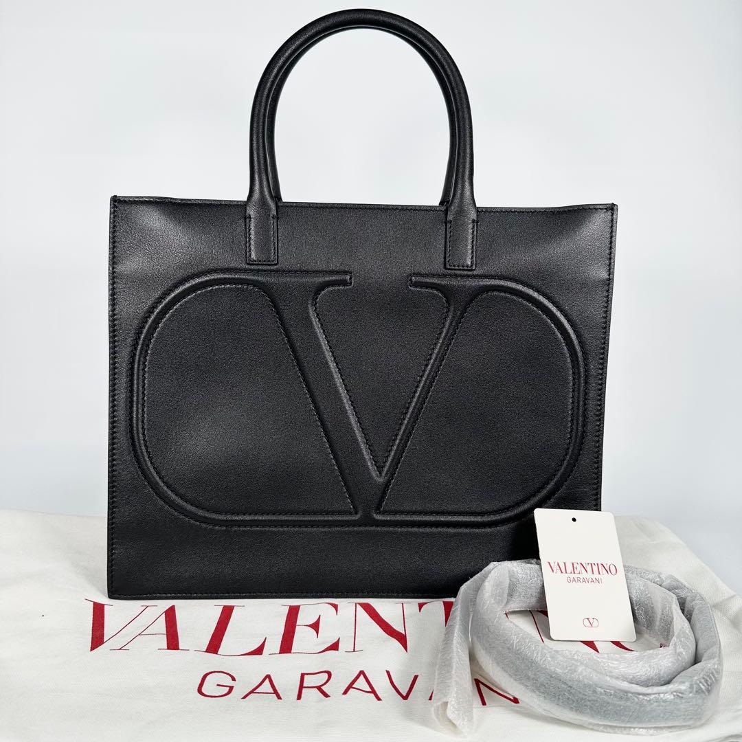 極美品 VALENTINO ヴァレンティノ Vロゴ 2way トートバッグ 黒