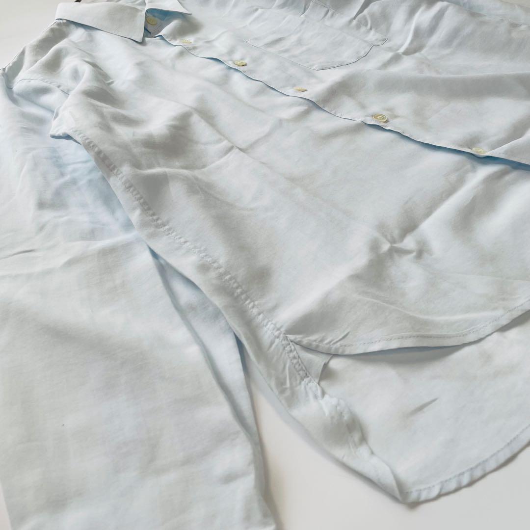 ロンハーマン カリフォルニア 長袖シャツ シルク混 ブルー Mサイズ 日本製