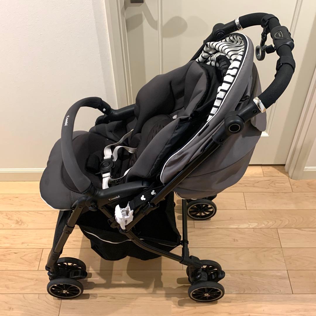 超美品　コンビ　メチャカルハンディオート4キャス コンパクト　レインカバー付き