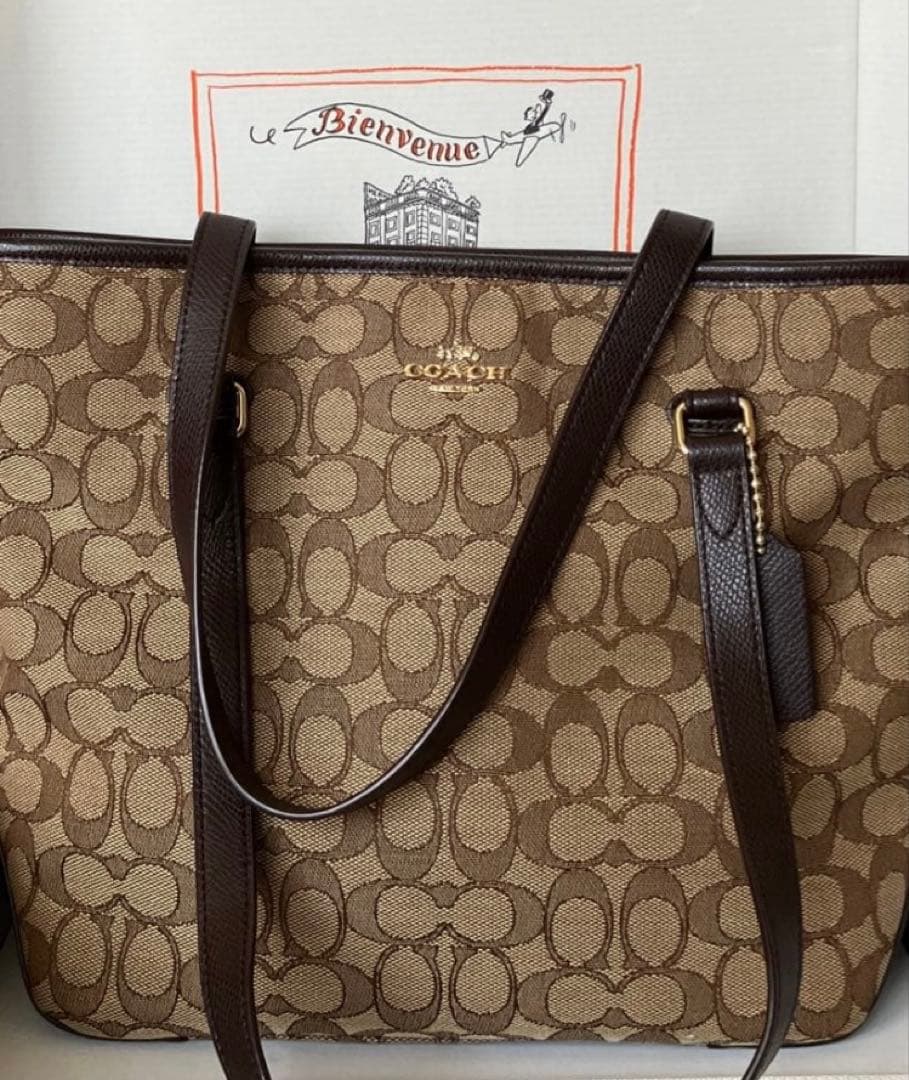 美品　COACH シグネチャー柄　キャンバストートバッグ ショルダーバッグ