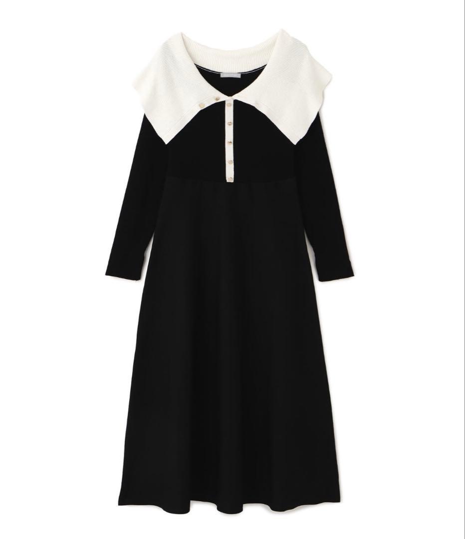 新品ビッグカラーニットワンピース