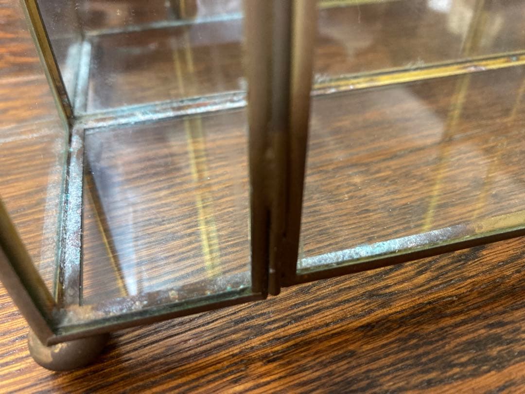 ＊クリスマスセール♪＊訳あり ビンテージ☆アーチ型ガラスショーケース 真鍮 収納