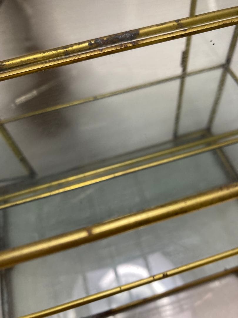 ＊クリスマスセール♪＊訳あり ビンテージ☆アーチ型ガラスショーケース 真鍮 収納