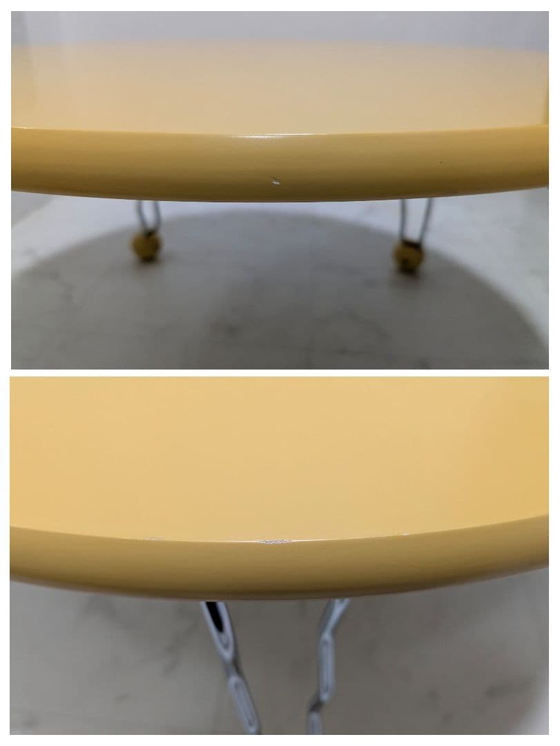 90s ヴィンテージ テーブル ポストモダン レトロポップ イエロー クローム