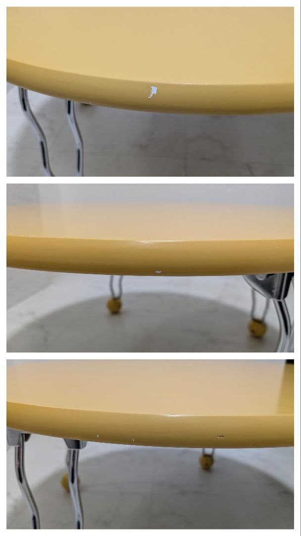 90s ヴィンテージ テーブル ポストモダン レトロポップ イエロー クローム