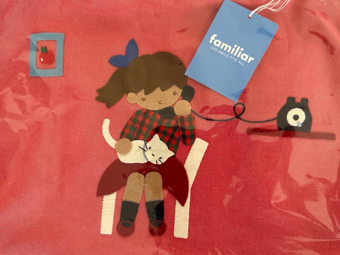 【新品未開封】ファミリア デニムバッグ　赤　レッド　ピアノ　女の子　タグ付き