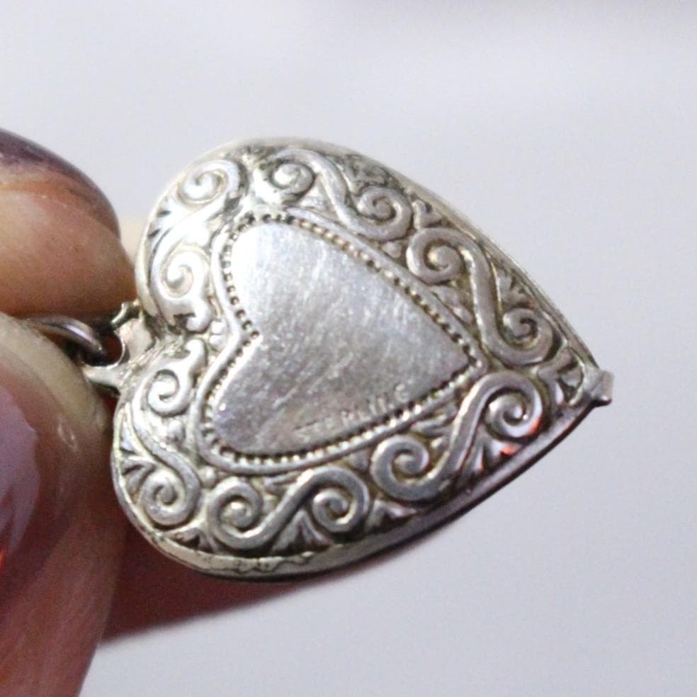 30s　スウィートハートジュエリー　両面　アールデコ　シルバー 波　唐草　渦巻